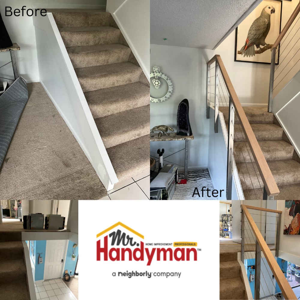 New stair railing installation.