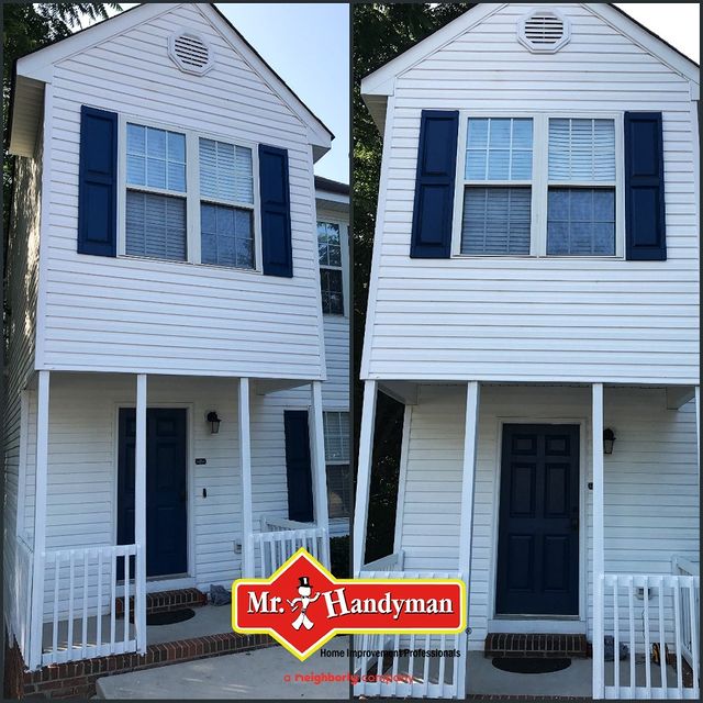 Newly painted shutters and door.