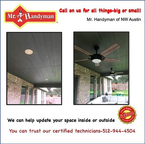 Ceiling fan installed on front porch