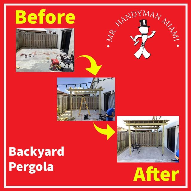 Pergula before and after.