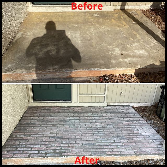 Concrete Slab Patio's Stunning Transformation with Stylish Brick Tiles
