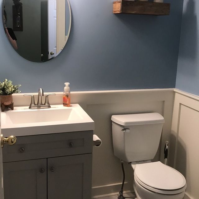 Bathroom vanity and toilet