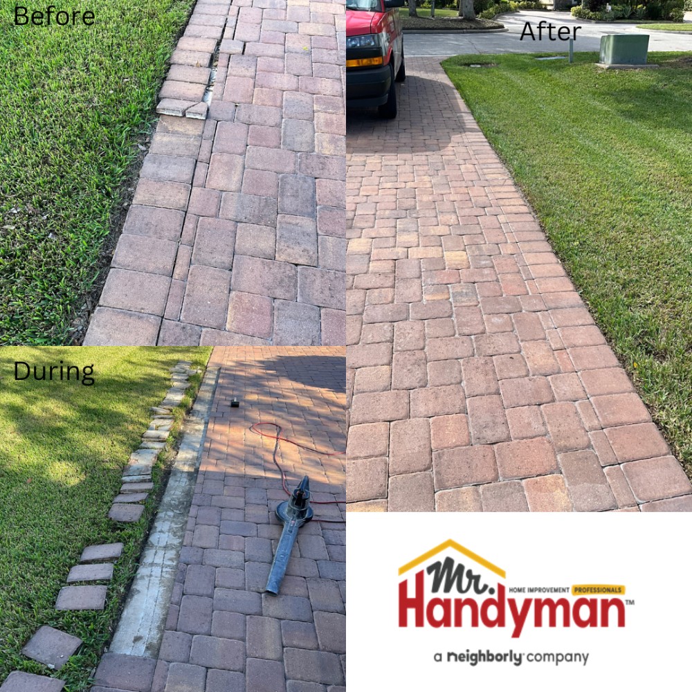 Re-laid loose pavers on the driveway.