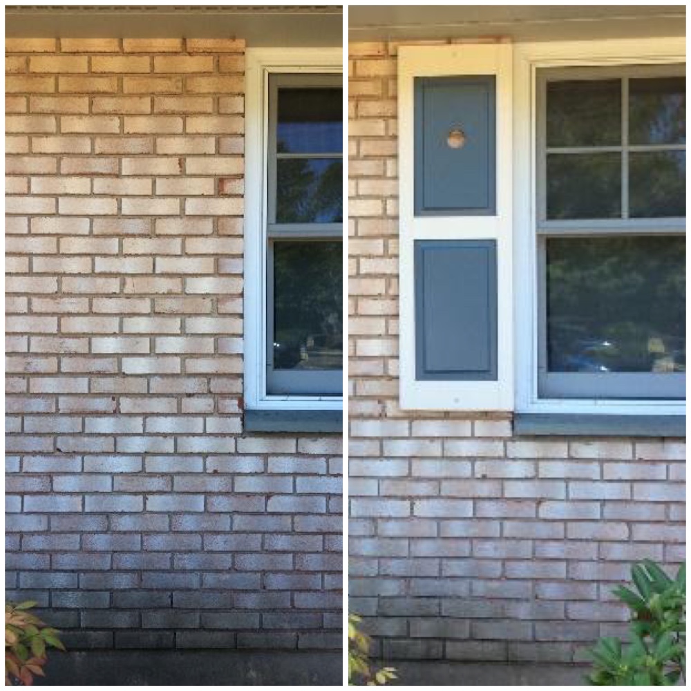 Reinstall shutter on brick house in Stamford