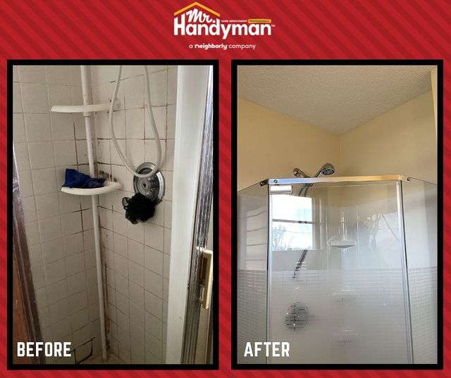 Shower before and after.