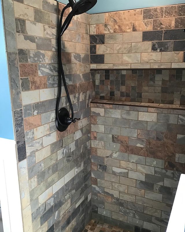 Stone tile in shower