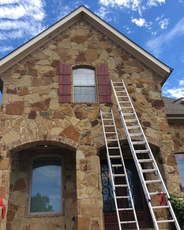 Shutter repair on exterior house.