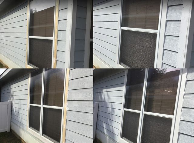 Window frame painting before and after.