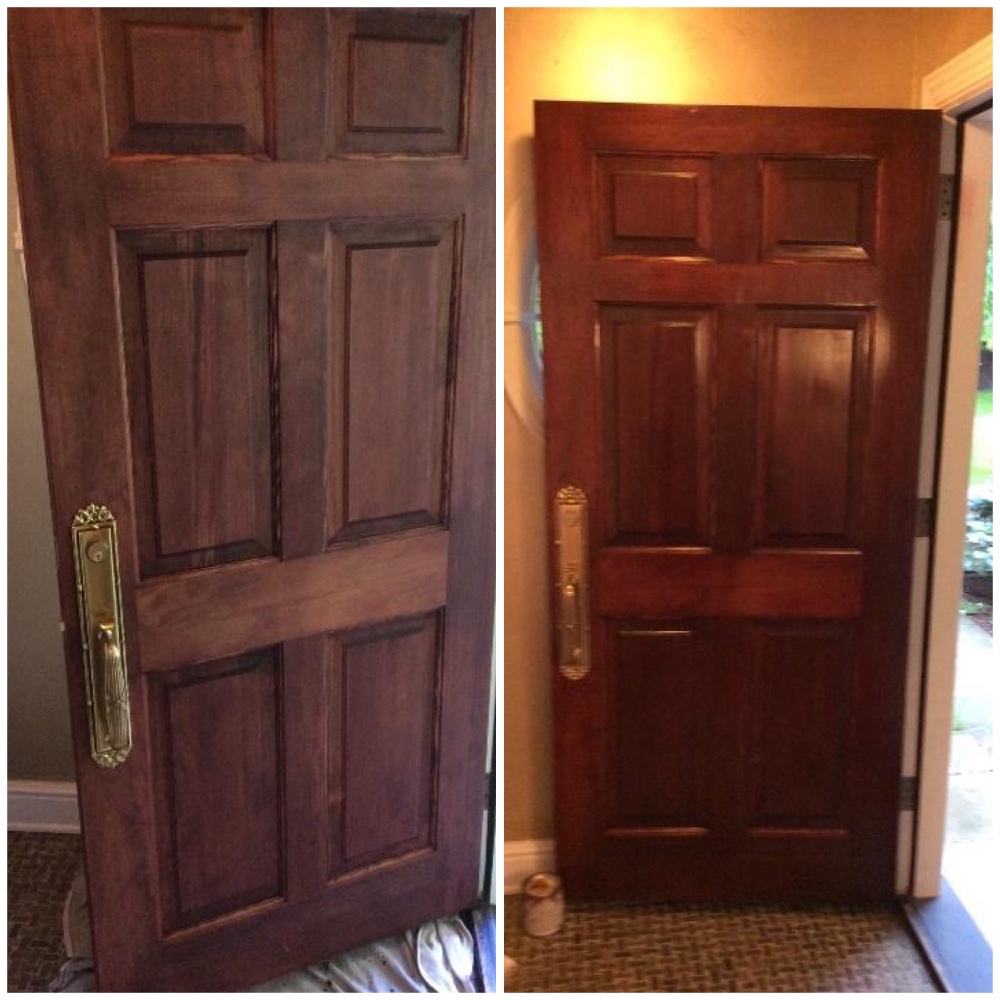 Stain entry door in Weston