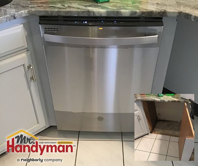 Before, and after a stainless steel dishwasher install