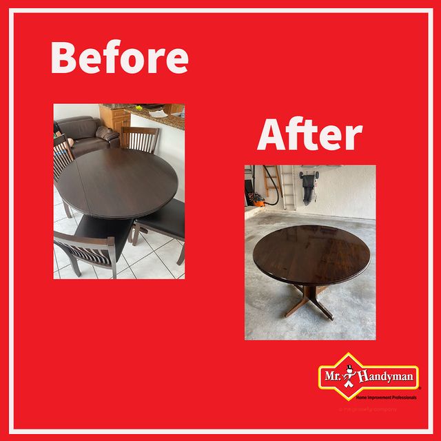 Dark round table repolish.