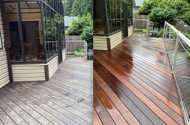 Time to get your decks pressure washed and re-stained.