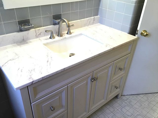 Vanity installation in bathroom