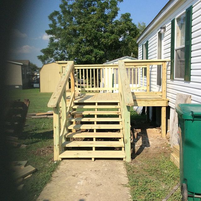 Outdoor wooden deck.