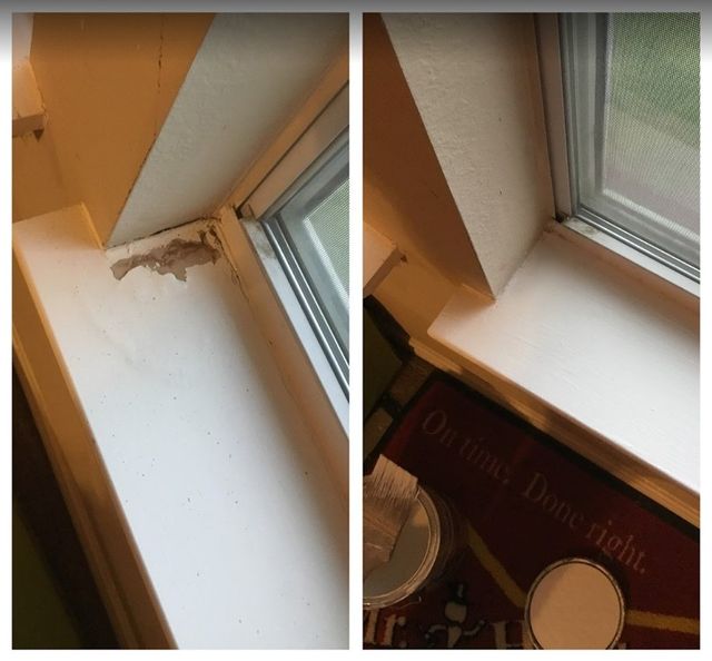 White window sill repair.