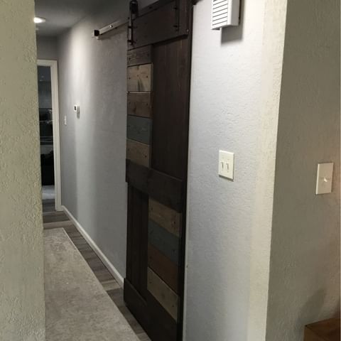 barn door to bathroom