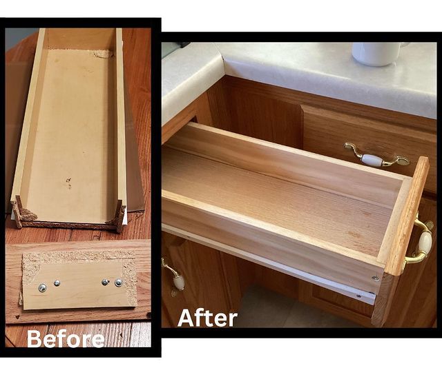 Kitchen drawer before and after.