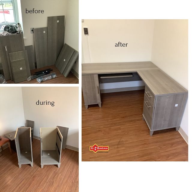 office desk assembly before and after