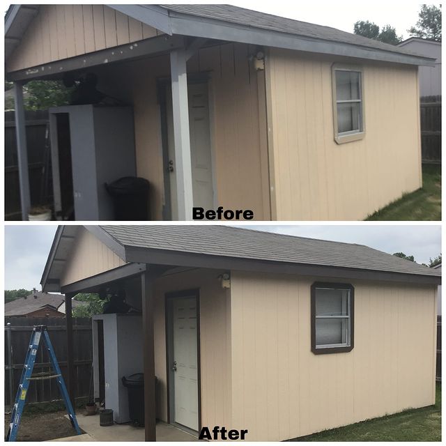 before and after shed painted