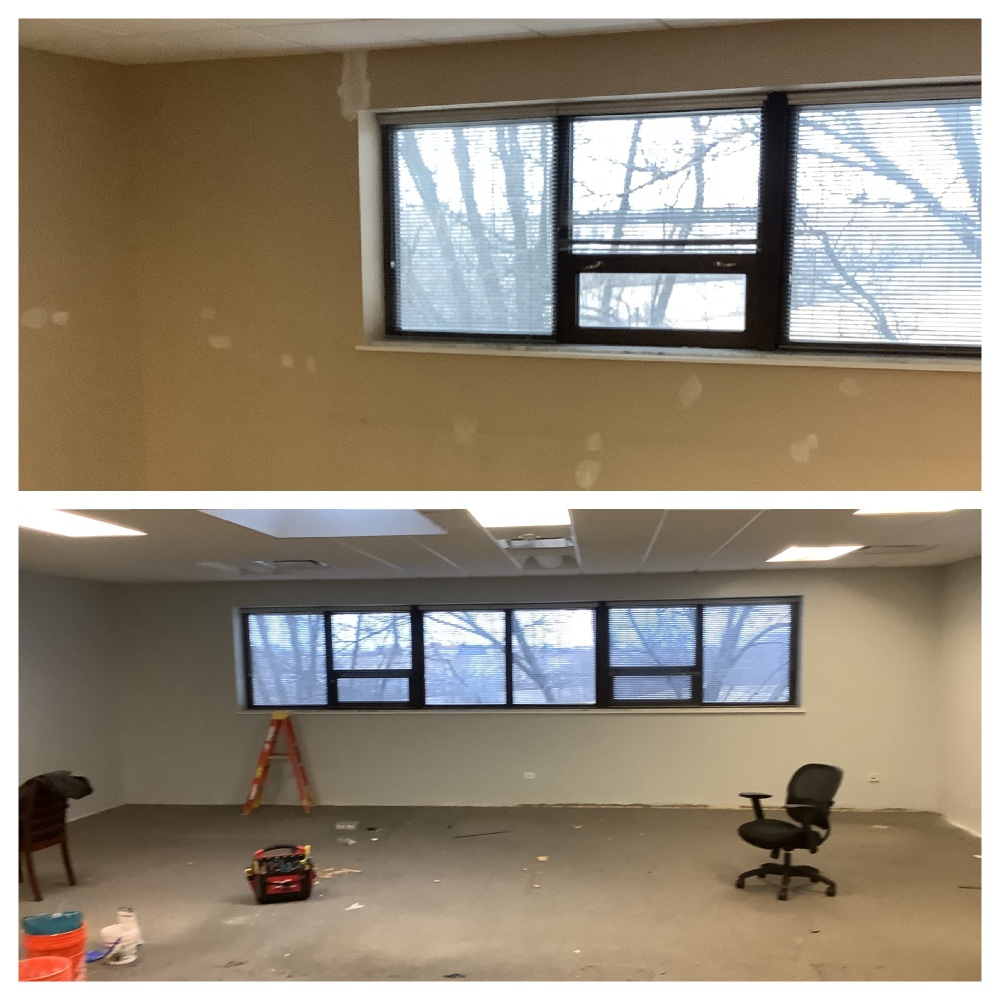 Patching and painting wall in a commercial office