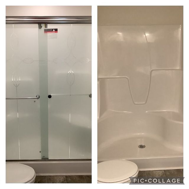 before and after shower door installation