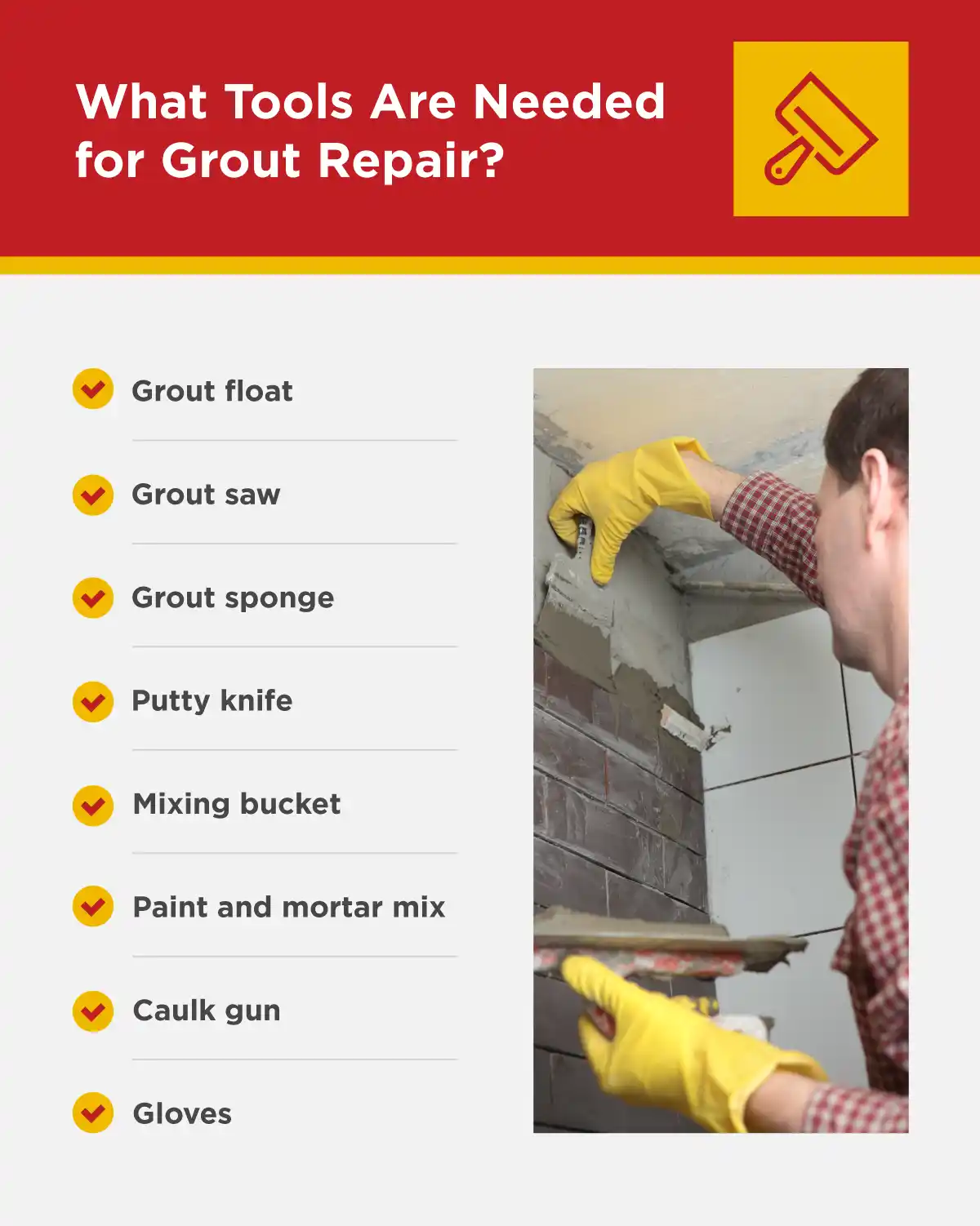 A list explaining the tools needed for grout repair