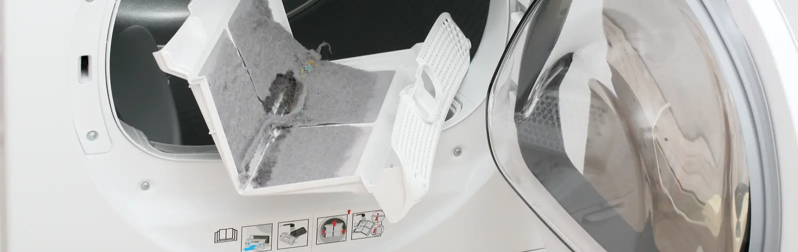 A clogged dryer vent filter.