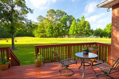 Backyard deck.