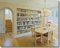 Custom Built-In Bookcase in Dining Room.