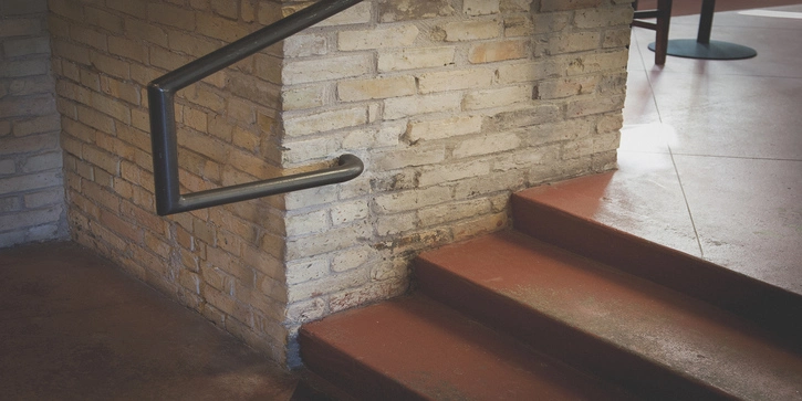 Stairs and hand rail.