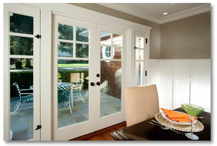 Dining room with french doors.