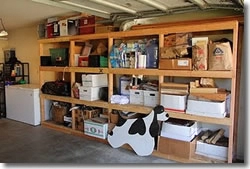 bins, boxes, and drawers well organized in garage Shelve.