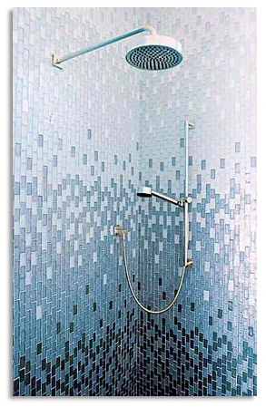 Tiled shower.