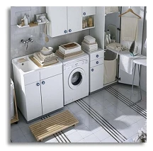 A well organized laundry room.