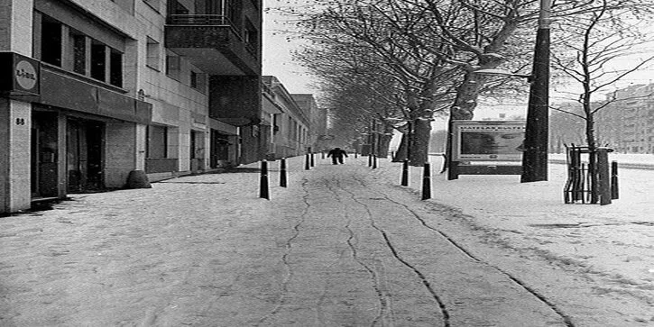 Man on icy street.