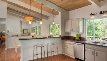 Large open kitchen and living room.