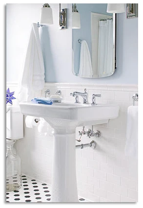 traditional white sink.