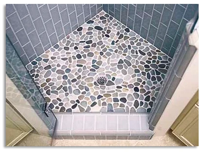 River rocks in the shower.