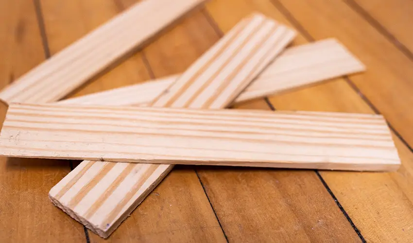 Wooden shims.