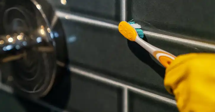 Toothbrush cleaning tile.