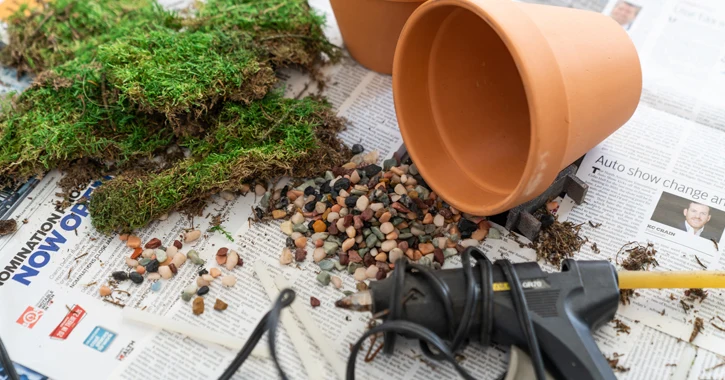 clay pot and grass