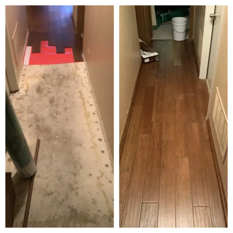 Hardwood flooring being installed in Wheaton home by Mr. Handyman.