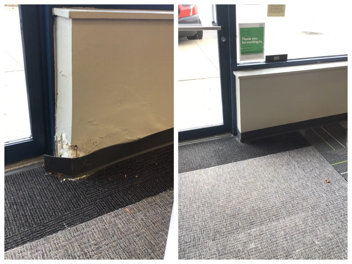 Black rubber trim repair in Wheaton, IL, completed by Mr. Handyman for a commercial client