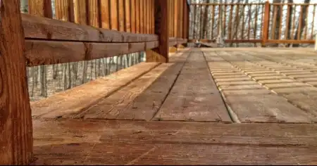 Stained wood deck.