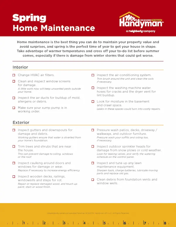 Mr. Handyman's Spring Maintenance Checklist.