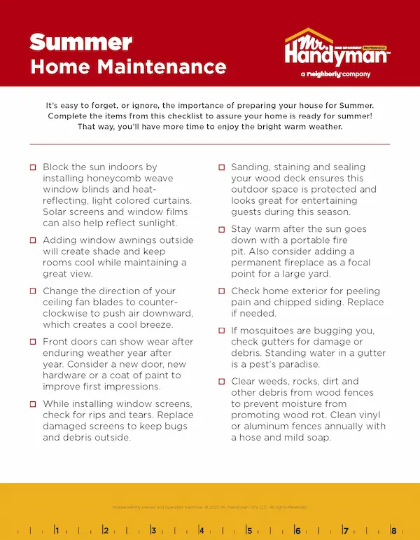 Mr. Handyman's Summer Maintenance Checklist.