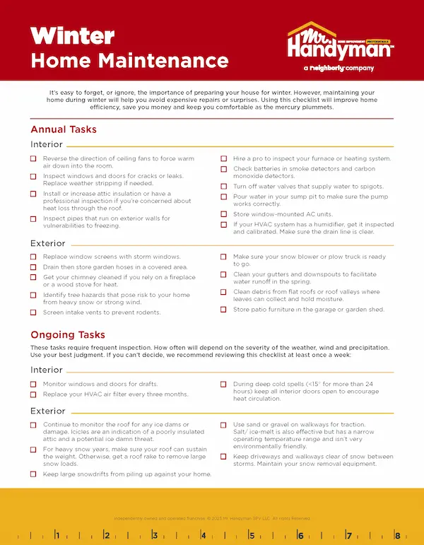 Mr. Handyman's Winter Maintenance Checklist.