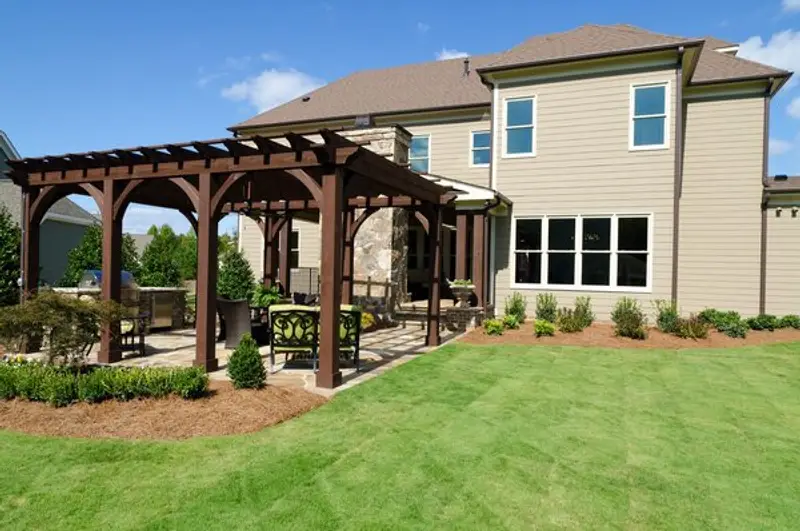 Pergola in residential home that had recent pergola repair services rendered.