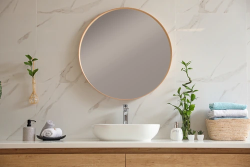 New mirror for modern bathroom.