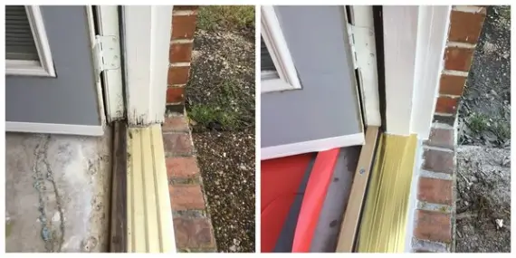 Before and after of wood rot repair service rendered for Mckinney, Tx home.